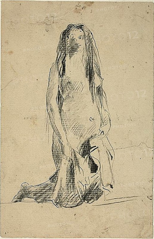 Kneeling Nude Woman with Drapery, n.d. Creator: Jean-Baptiste Carpeaux.