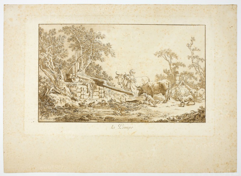 The Pump, 1771. Creator: Jean Baptiste Le Prince.