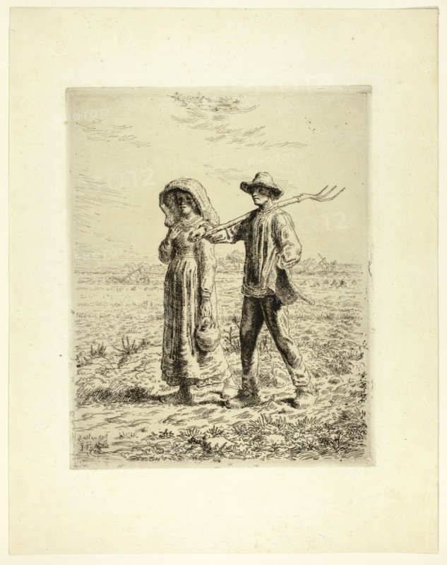 Peasants Going to Work, 1863. Creator: Jean Francois Millet.