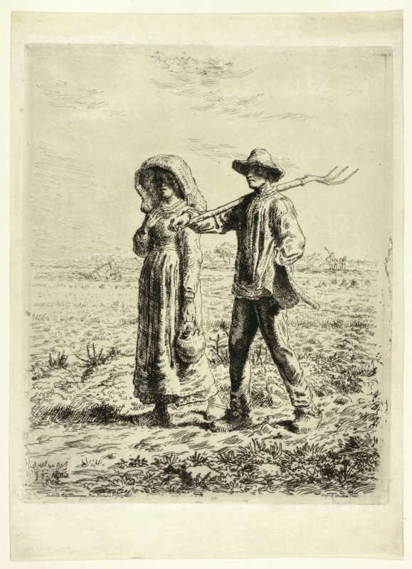 Peasants Going to Work, 1863. Creator: Jean Francois Millet.