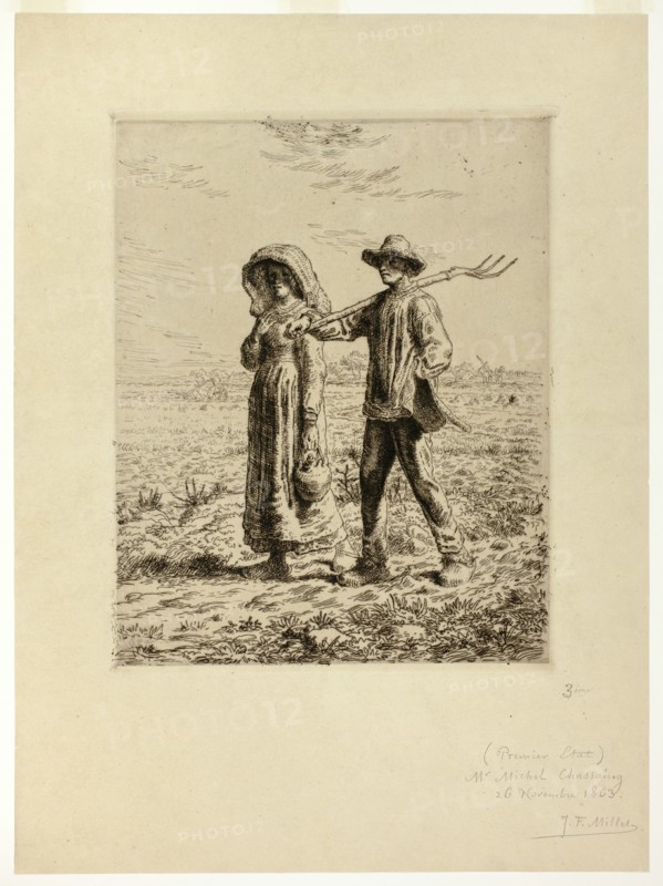 Peasants Going to Work, 1863. Creator: Jean Francois Millet.