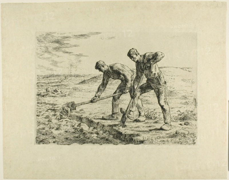 Two Men Digging, 1855–56. Creator: Jean Francois Millet.