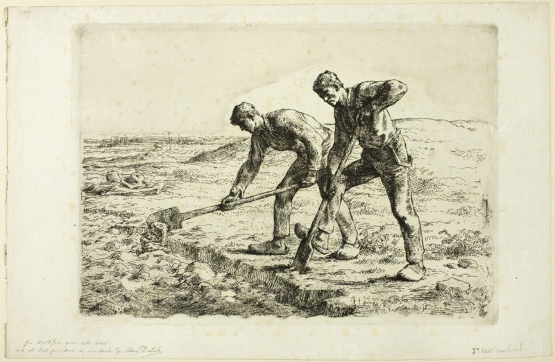 Two Men Digging, 1855–56. Creator: Jean Francois Millet.