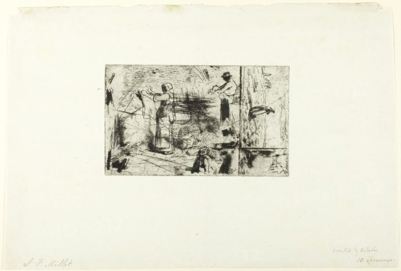 Sketches of Three Subjects, c. 1855. Creator: Jean Francois Millet.