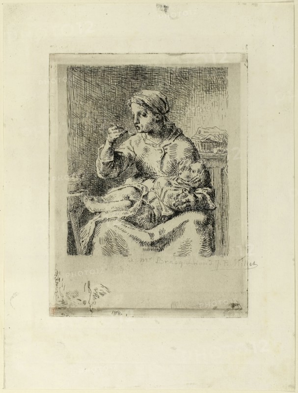 Woman Feeding Her Child, 1861. Creator: Jean Francois Millet.