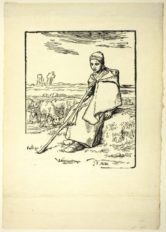 The Shepherdess, 1863. Creator: Jean Francois Millet.