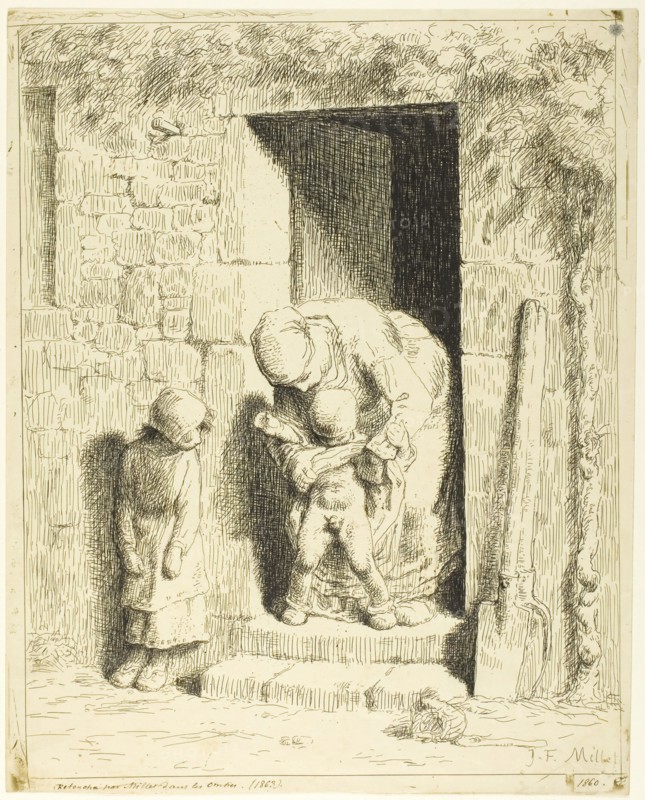 The Maternal Precaution, 1860–63. Creator: Jean Francois Millet.