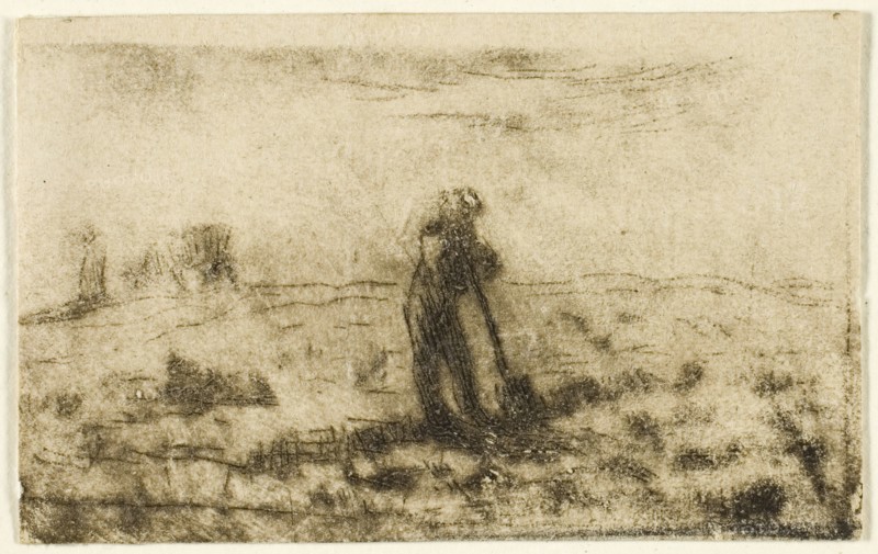 Woman Hanging Out Clothes, c. 1855. Creator: Jean Francois Millet.