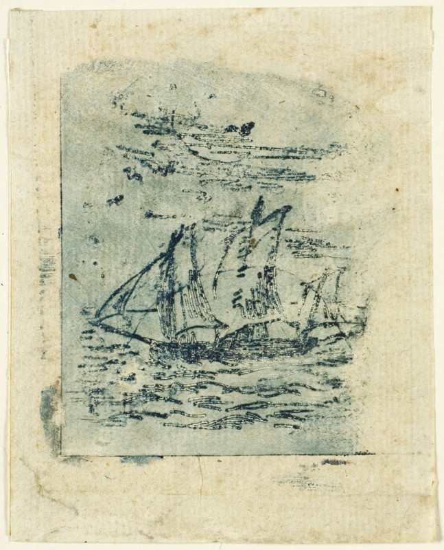 A Vessel Under Sail, c. 1847. Creator: Jean Francois Millet.