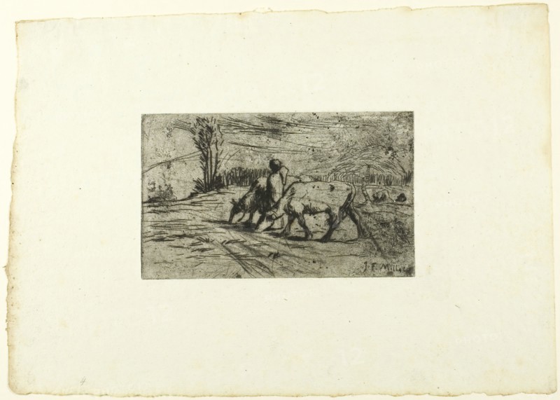 The Two Cows, c. 1847. Creator: Jean Francois Millet.