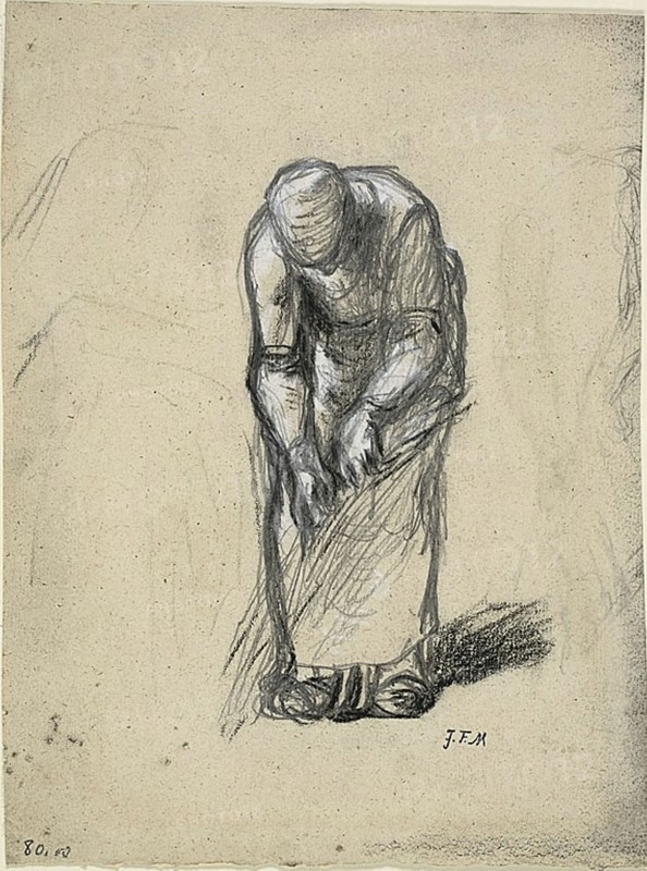 Study for Flax Pulling, c. 1852. Creator: Jean Francois Millet.