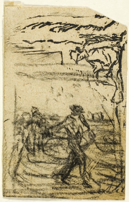 Sketches, Fragment: Peasant Seated at the Foot of a Tree, after 1863. Creator: Jean Francois Millet.