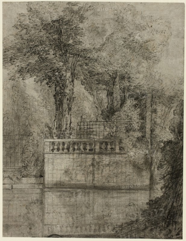 Lattice Work and Reflecting Pool at Arcueil, 1744/47. Creator: Jean-Baptiste Oudry.