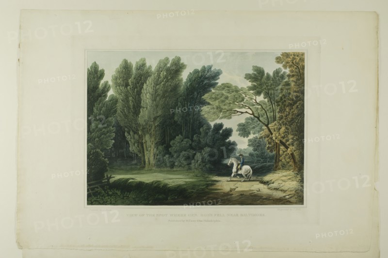 View of the Spot Where General Ross Fell, Near Baltimore, plate six of the first number..., 1819/21. Creator: John Hill.