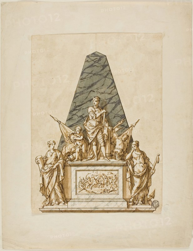 Unexecuted Design for the Monument to the First Duke of Marlborough, c. 1733. Creators: John Michael Rysbrack, Sir James Thornhill.
