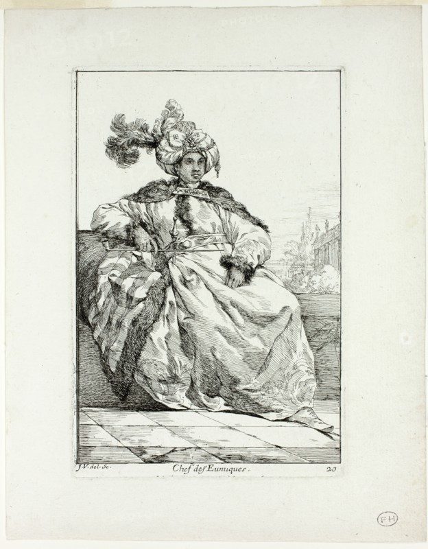 Chef des Eunuques, plate 20 from Caravanne du Sultan à la Mecque, 1748. Creator: Joseph-Marie Vien the Elder.