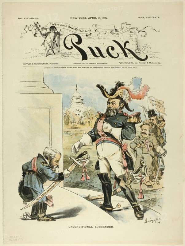 Unconditional Surrender, from Puck, published April 17, 1889. Creator: Louis Dalrymple.