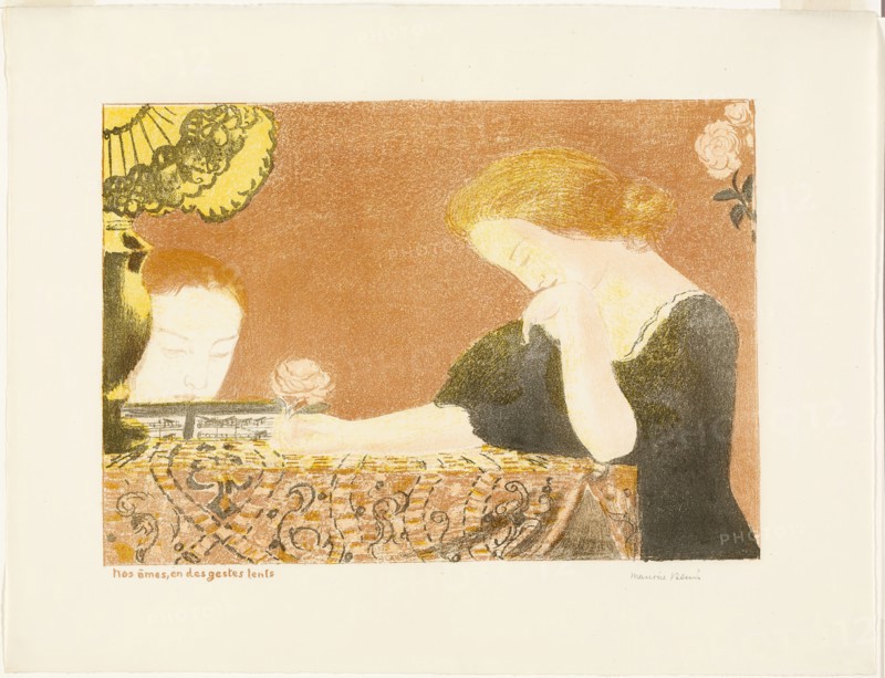Our Souls, in Languorous Gestures, plate nine from Love, 1898, published 1899. Creator: Maurice Denis.