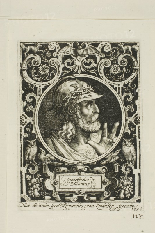 Godfrey of Bouillon, plate nine from The Nine Worthies, 1594. Creator: Nicolaes de Bruyn.