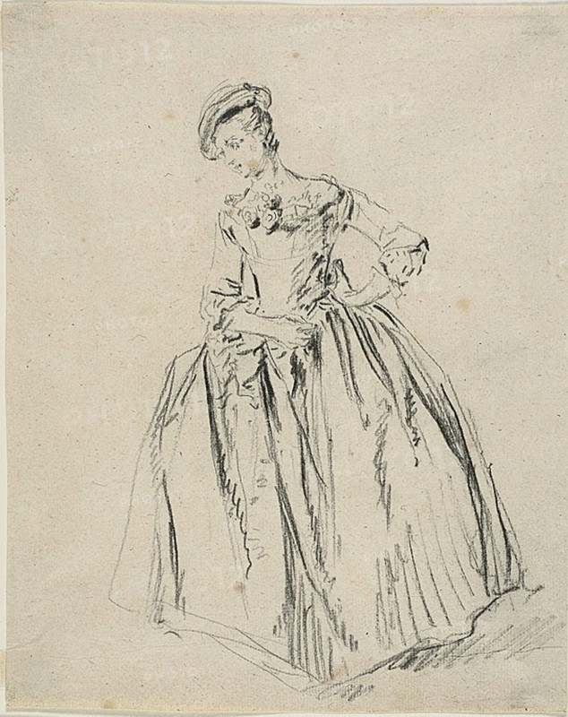 Study: Young Woman Standing Hand on Hip, n.d. Creator: Nicolas Lancret.