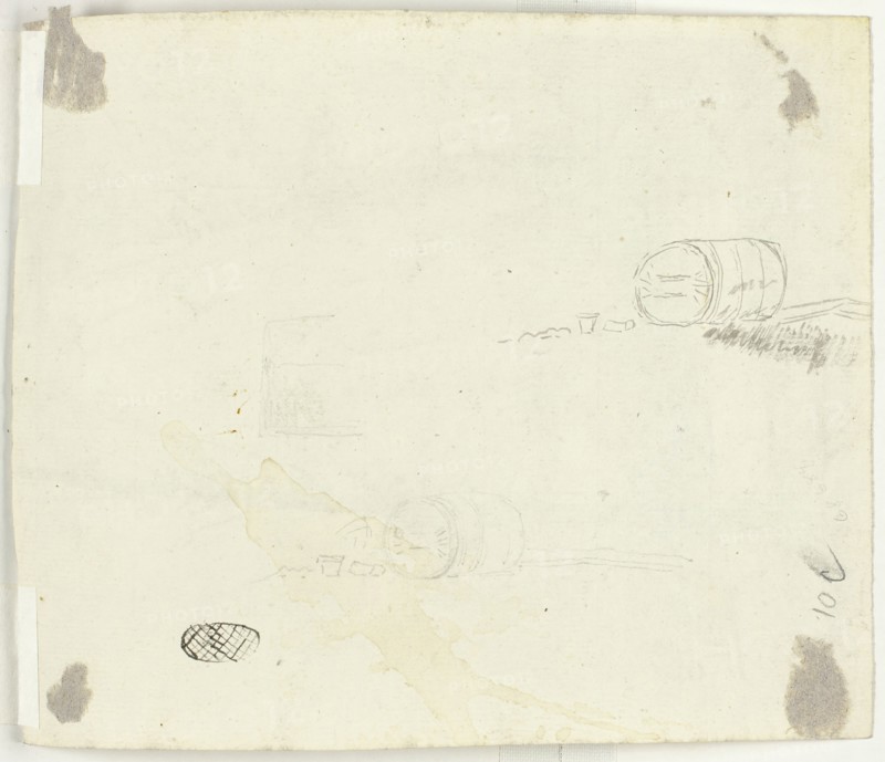 Sketches of a Barrel and Other Objects, n.d. Creator: Pierre Antoine Mongin.