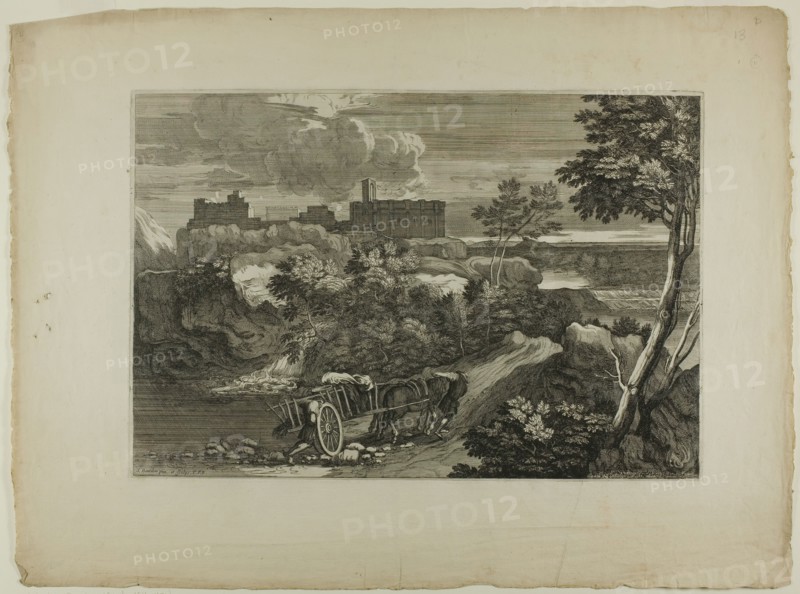Two Carters Pushing Their Cart and Animals, 1668–71. Creator: Sébastien Bourdon.