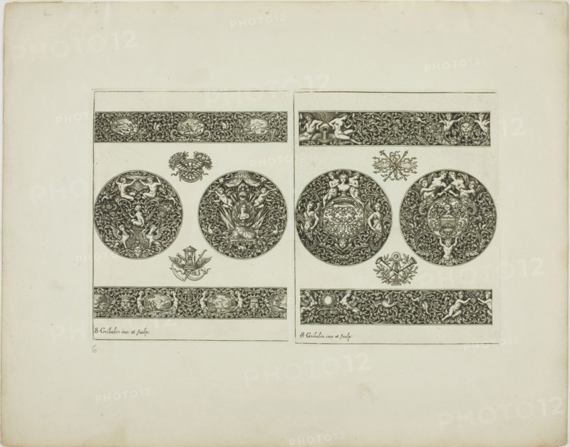 Plate Six, from Book of Ornament, 1704. Creator: Simon Gribelin.