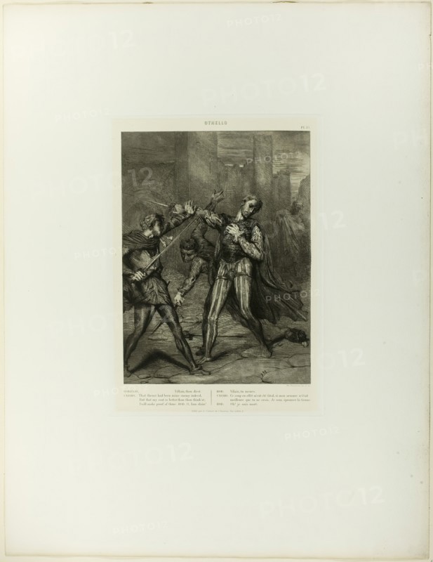 Villain, Thou Diest, plate ten from Othello, 1844. Creator: Theodore Chasseriau.