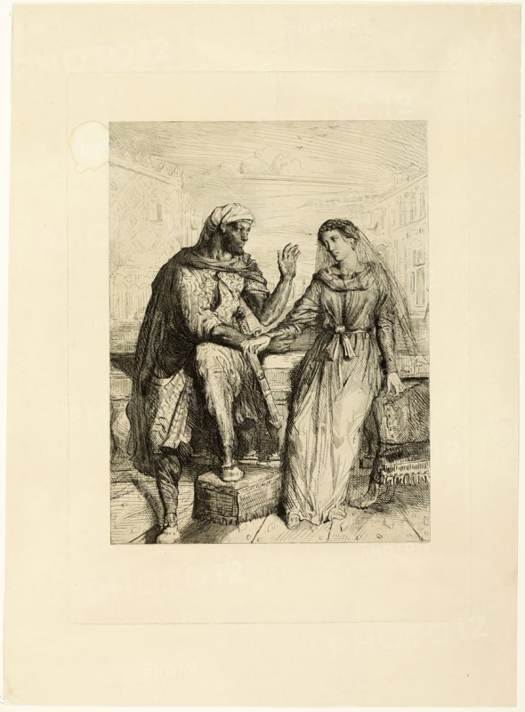 She Thank'd Me, plate two from Othello, 1844. Creator: Theodore Chasseriau.