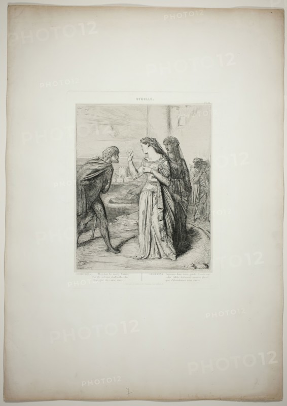 Therefore be merry, Cassio, plate six from Othello, 1844. Creator: Theodore Chasseriau.