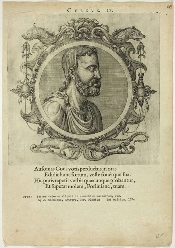 Portrait of Celsus, published 1574. Creators: Unknown, Johannes Sambucus.