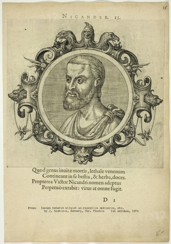 Portrait of Nicander, published 1574. Creators: Unknown, Johannes Sambucus.