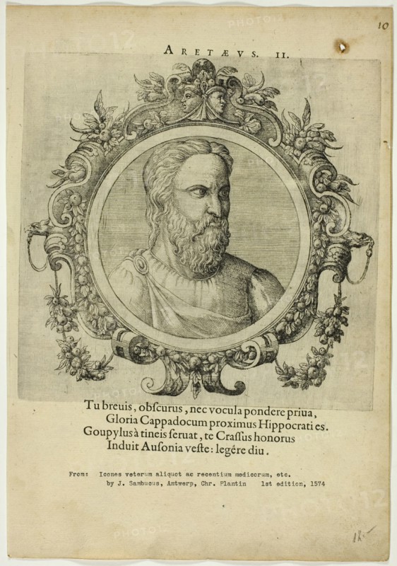 Portrait of Aretaeus, published 1574. Creators: Unknown, Johannes Sambucus.