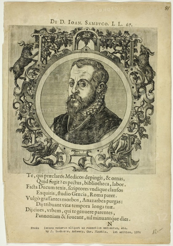 Portrait of Dr. Joan Sambuco, published 1574. Creators: Unknown, Johannes Sambucus.