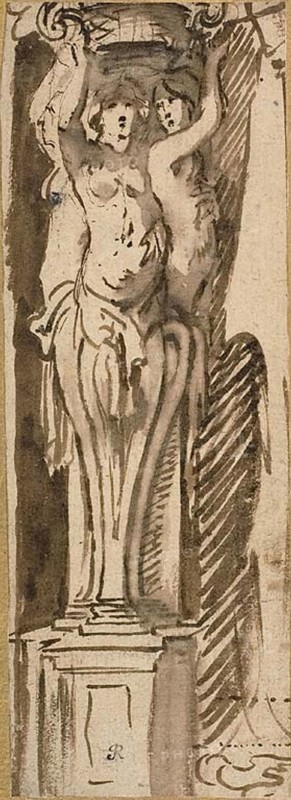Three Caryatids Supporting a Basket, n.d. Creators: Unknown, Philip Fruytiers, Jacob Jordaens, Peter Paul Rubens, Jan Boeckhorst.