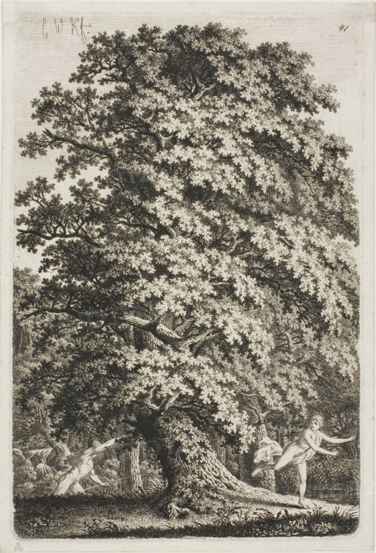 Woman Fleeing from a Man Holding a Lance in the Forest, 1796/1800. Creator: Carl Wilhelm Kolbe the elder.