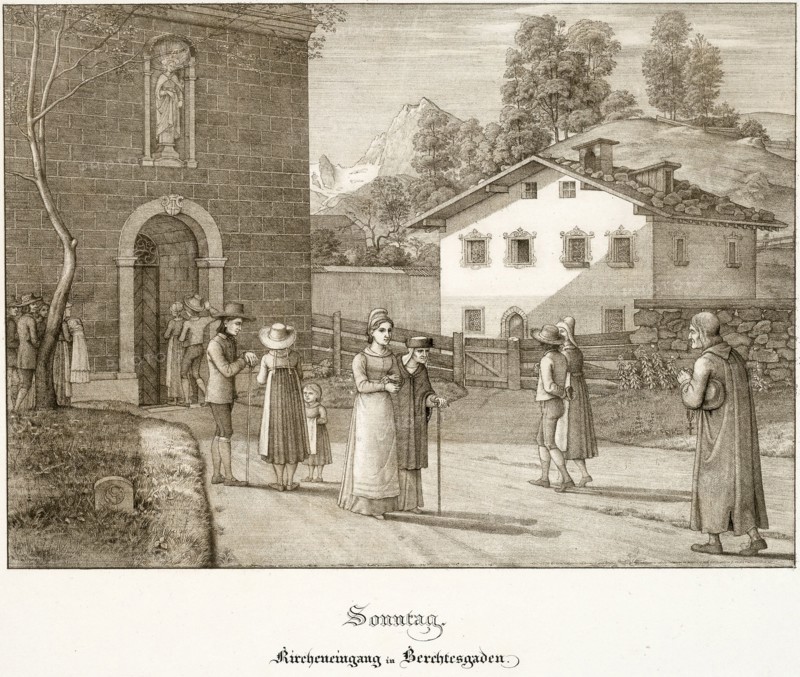 Sunday: Going to Church Near Berchtesgaden, 1823. Creator: Ferdinand Olivier.