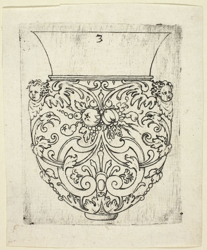 Plate 3, from twenty ornamental designs for goblets and beakers, 1604. Creator: Master AP.