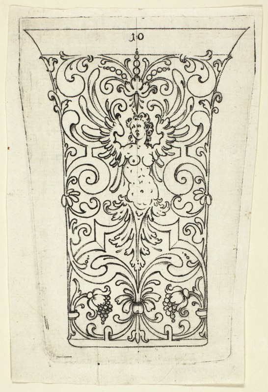 Plate 10, from twenty ornamental designs for goblets and beakers, 1604. Creator: Master AP.