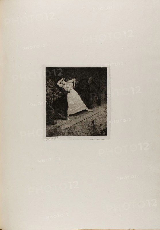 Into the Gutter!, plate ten from A Life, 1884. Creator: Max Klinger.