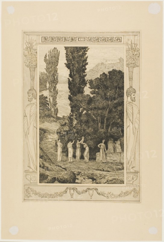 Psyche Wandering, plate 28 from Cupid and Psyche, 1880. Creator: Max Klinger.