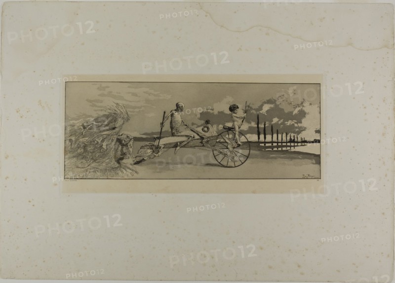 Cupid, Death, and the Next World, plate twelve from Intermezzos, 1881. Creator: Max Klinger.