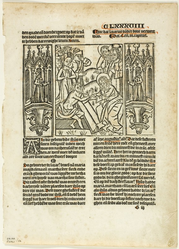 The Raising of Lazarus from Leven Christi by Ludolphus de Saxonia..., assembled...1937. Creators: Unknown, Max Geisberg, Ludolph of Saxony.