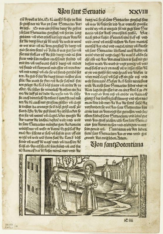 Illustration from Das Leben der Heiligen, plate sixteen from Woodcuts..., 1513, assembled...1937. Creators: Unknown, Max Geisberg.