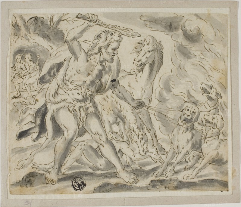 Hercules, Cerberus and the Mares of Diomedes, n.d. Creator: Unknown.