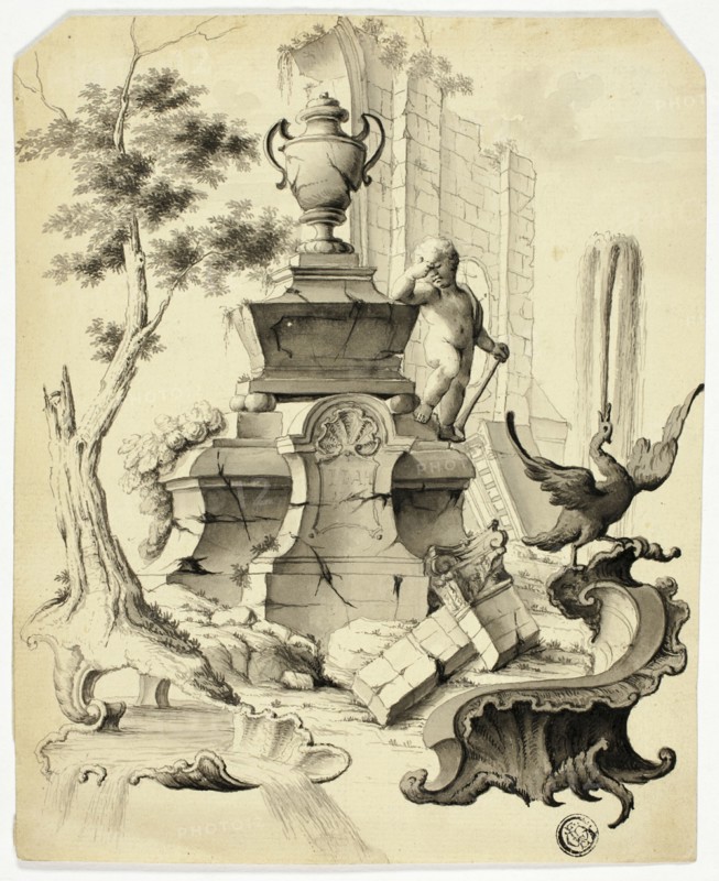 Rococo Tomb in Ruins, 18th century. Creator: Unknown.