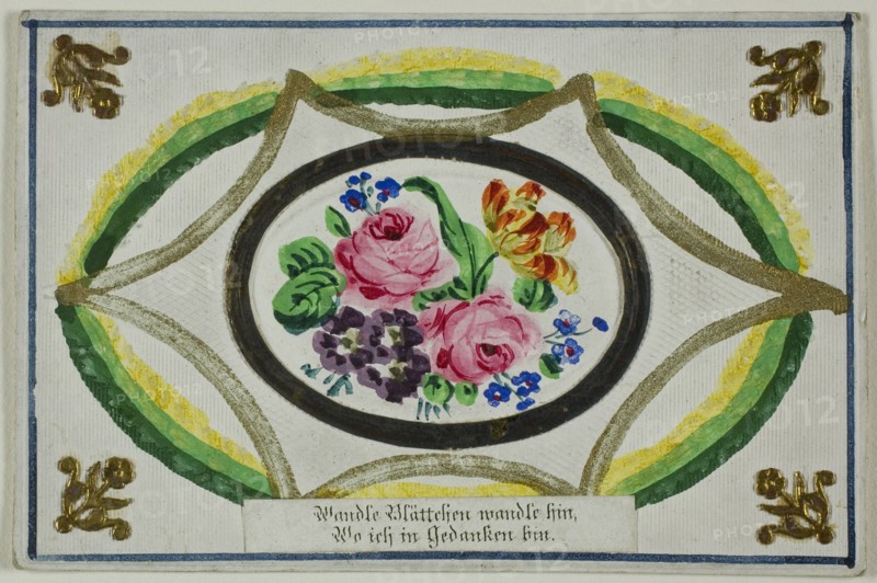 Wandle Blättchen mandle hin, Wo ich in Gedanken bin (valentine), n.d. Creator: Unknown.