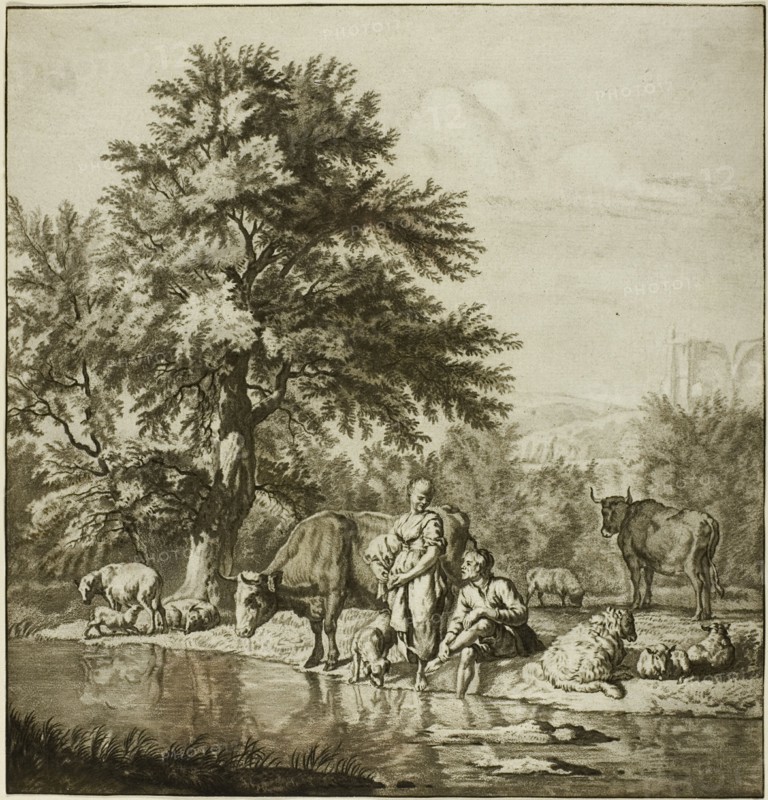 Two Shepherds with Cattle, n.d. Creator: Cornelis Ploos van Amstel.