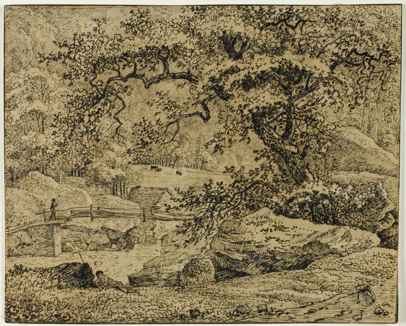 Landscape with Figure Resting Under Tree by Stream, n.d. Creator: Jacob van Ruisdael.