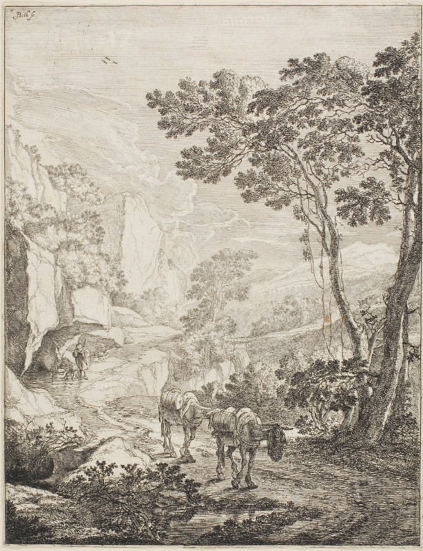 The Two Mules, from a set of four Italian Landscapes, 1645/50. Creator: Jan Dirksz Both.